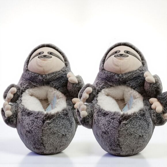 Teddy Bear Slippers Sloth Women's 7/8 Big Kids Size 6/7 NWT! - Picture 2 of 8